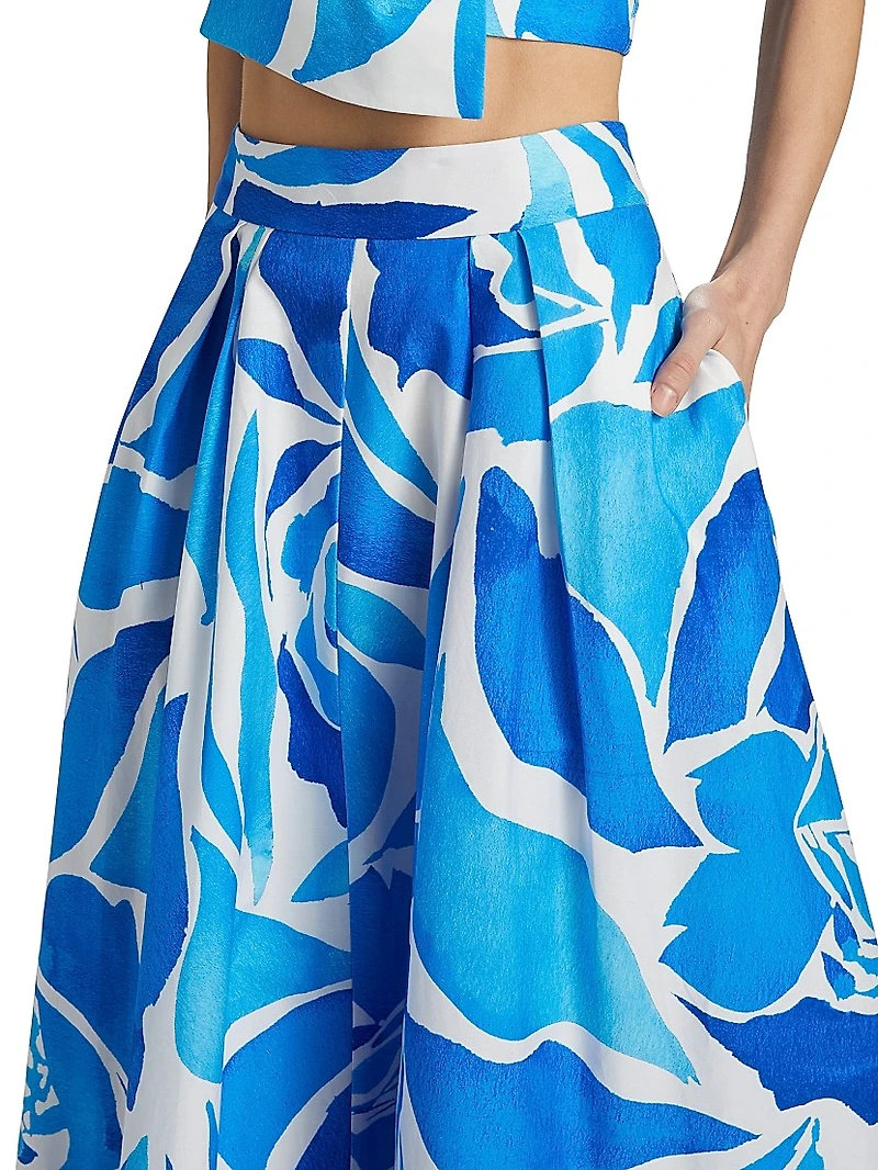 Juliet Dream Rose Stretch-Cotton Midi-Skirt