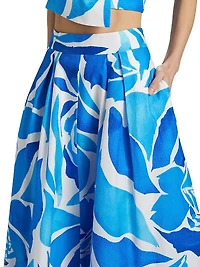 Juliet Dream Rose Stretch-Cotton Midi-Skirt