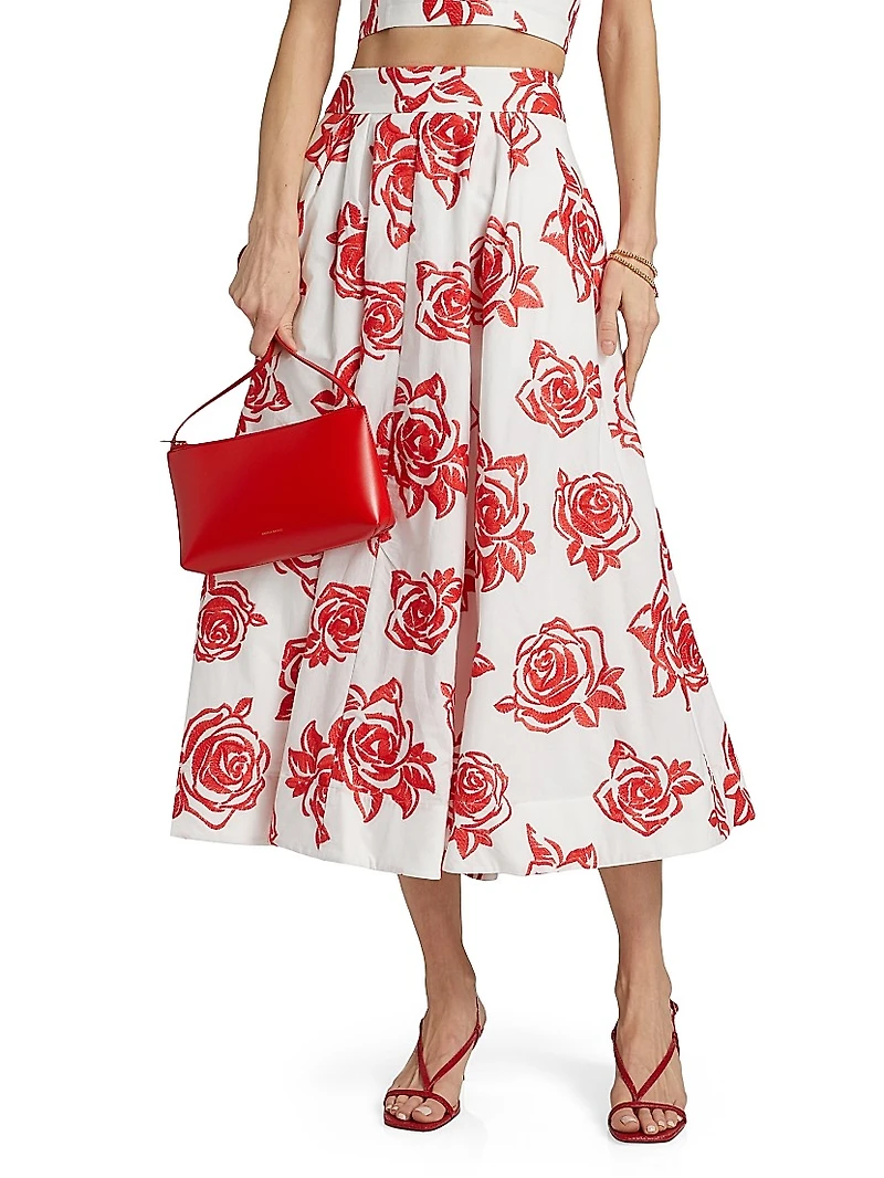 Juliet Rose Embroidery Midi-Skirt