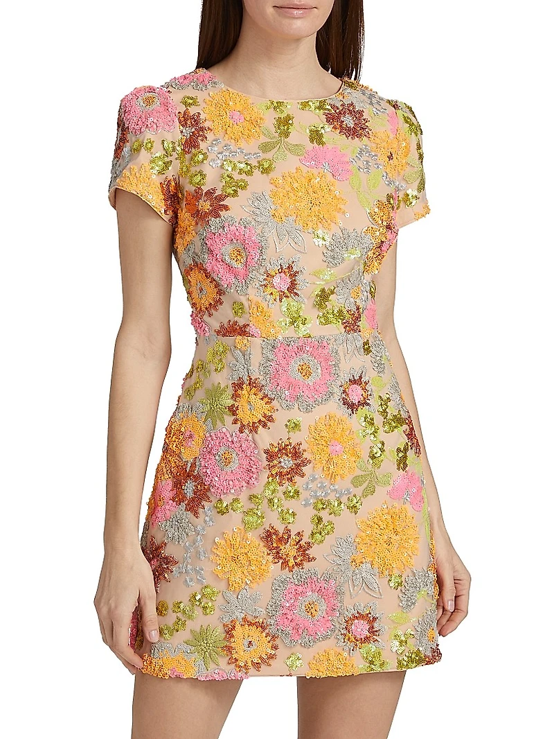 Rowen Floral Blossom Sequined Minidress