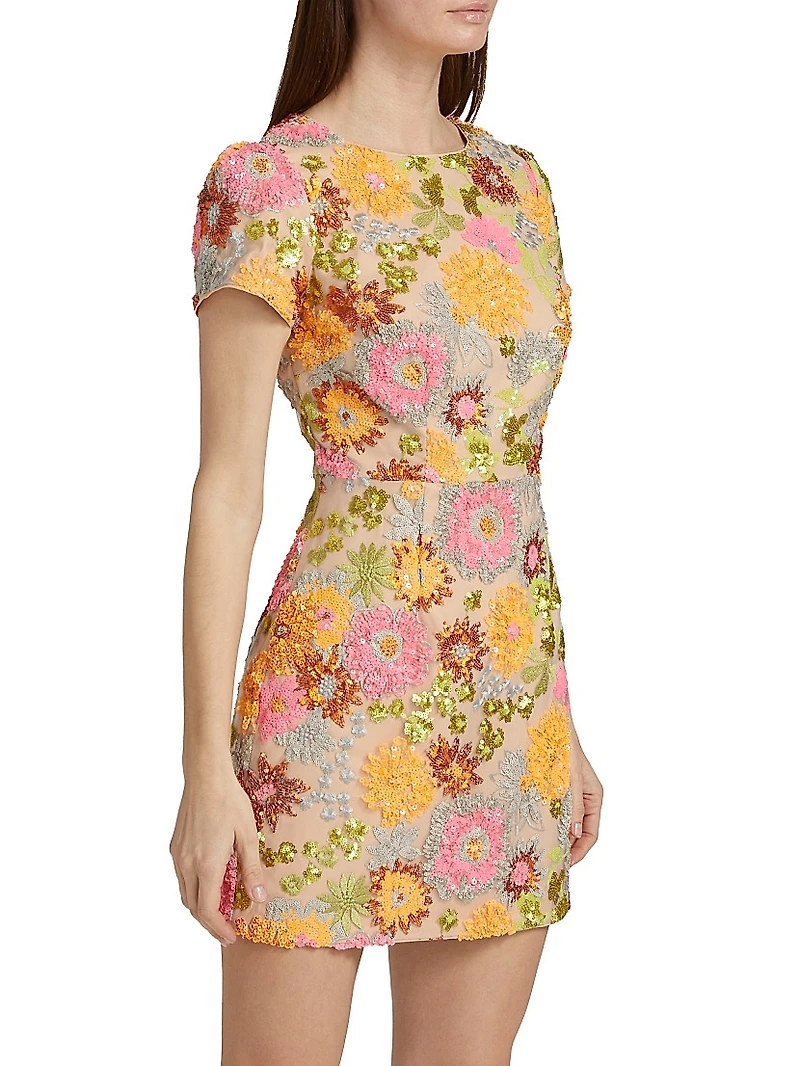 Rowen Floral Blossom Sequined Minidress