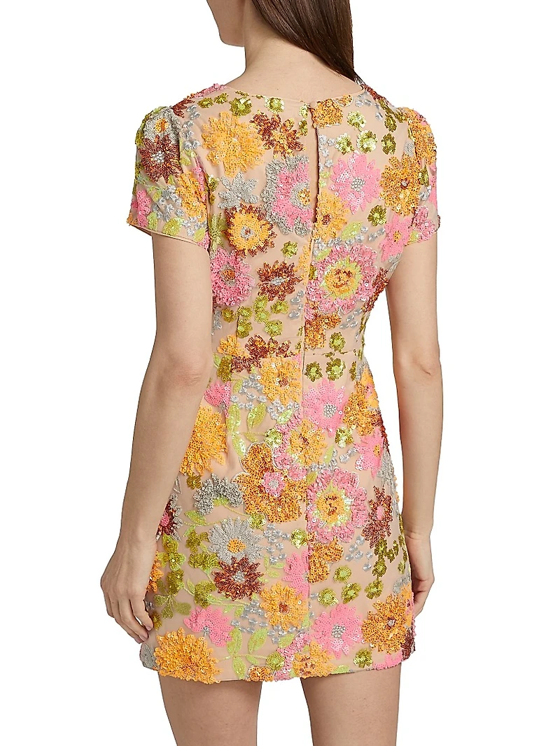 Rowen Floral Blossom Sequined Minidress