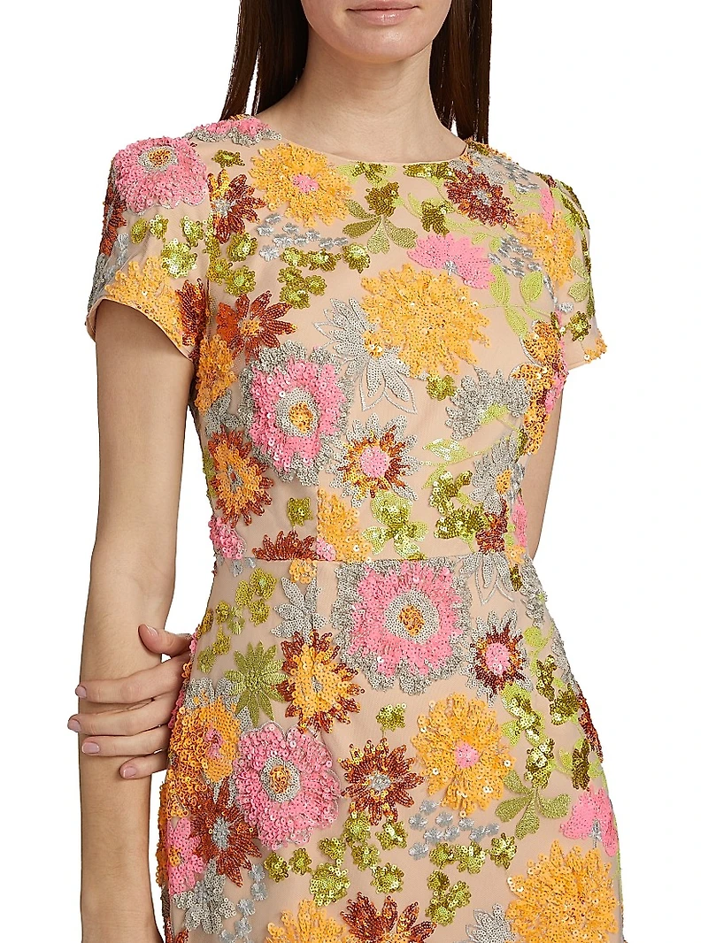 Rowen Floral Blossom Sequined Minidress