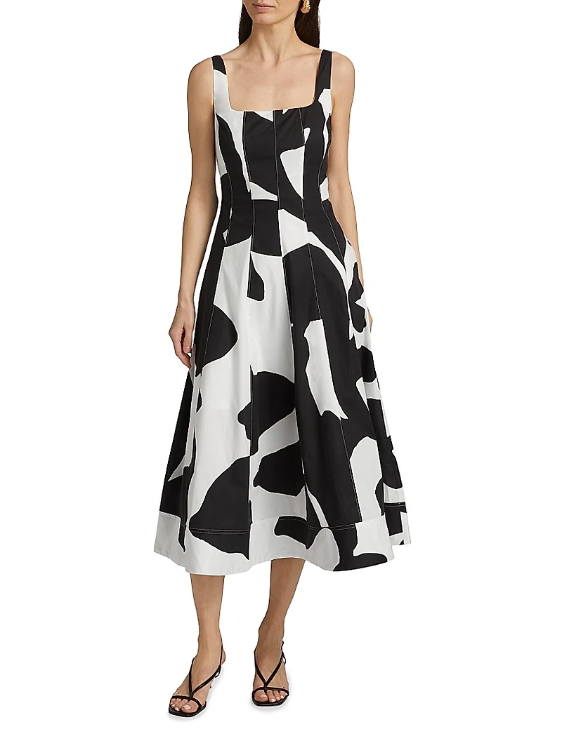 Grand Foliage Printed Poplin Midi-Dress