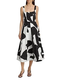 Grand Foliage Printed Poplin Midi-Dress