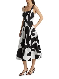 Grand Foliage Printed Poplin Midi-Dress