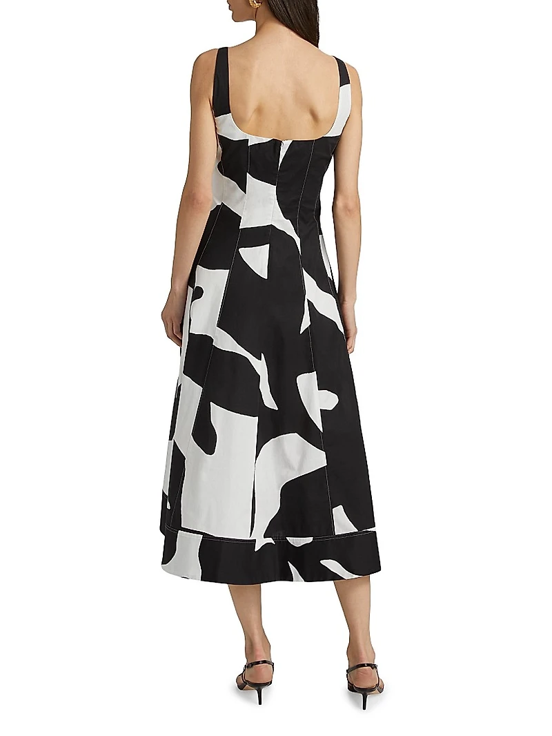 Grand Foliage Printed Poplin Midi-Dress