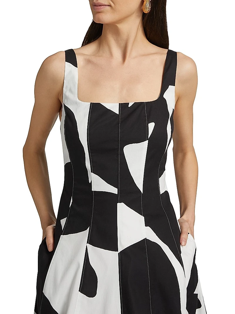 Grand Foliage Printed Poplin Midi-Dress