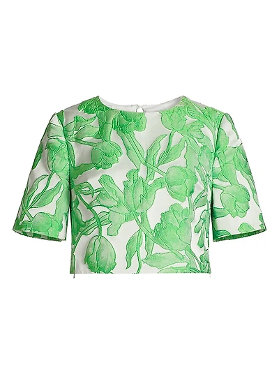 Tulip Floral Jacquard Crop Top