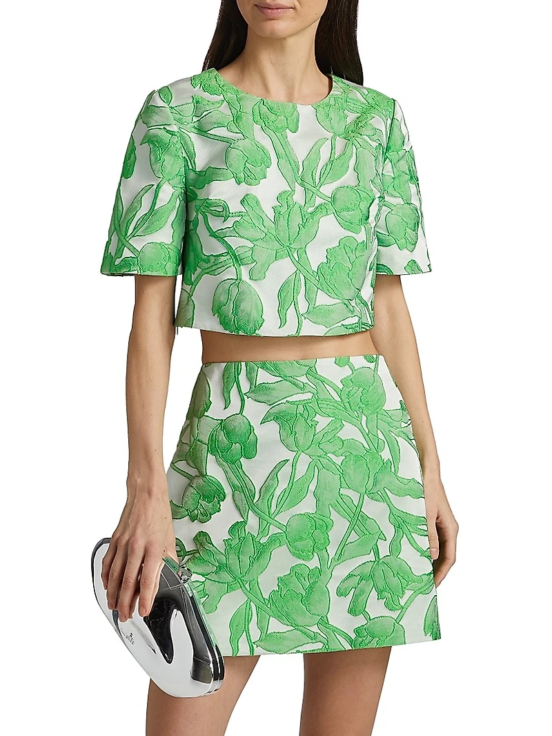 Tulip Floral Jacquard Crop Top