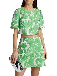 Tulip Floral Jacquard Crop Top