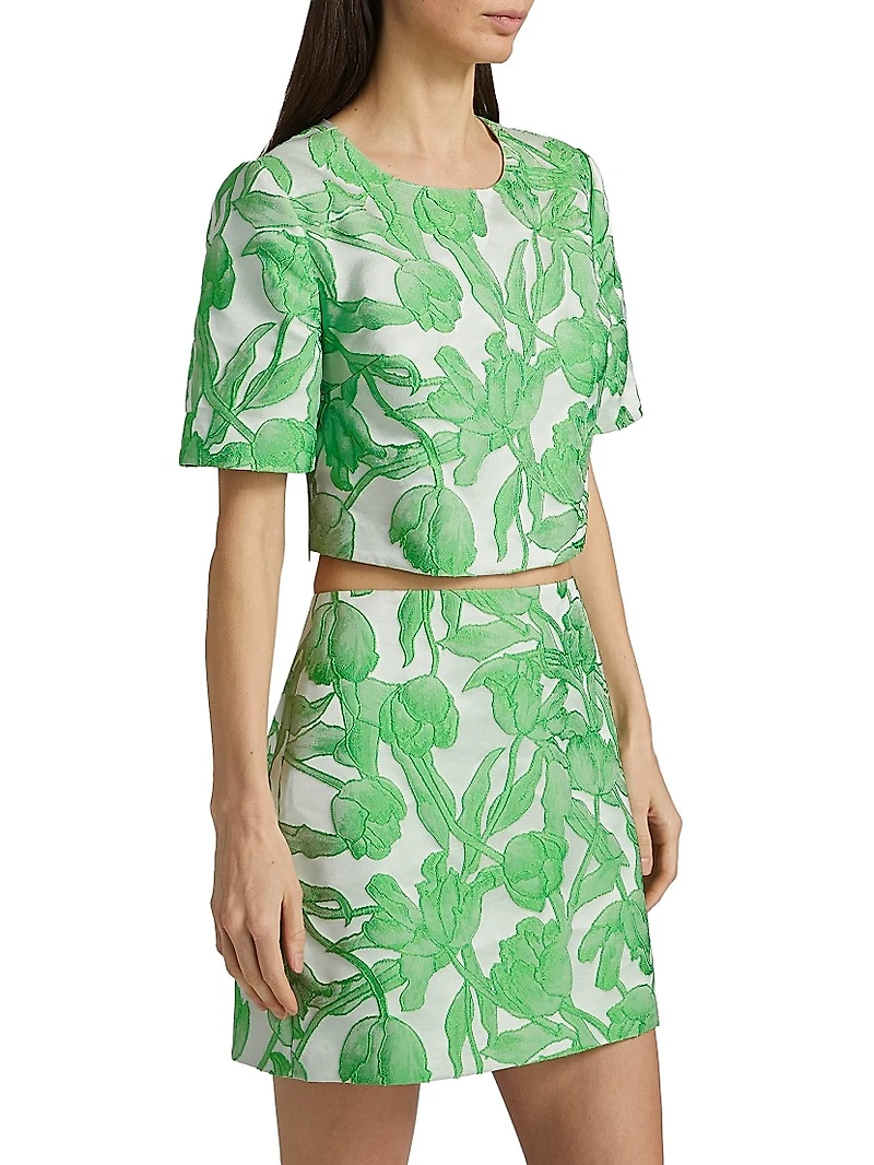 Tulip Floral Jacquard Crop Top