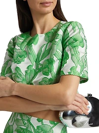 Tulip Floral Jacquard Crop Top
