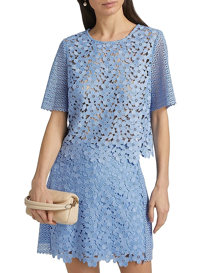 Geometric Floral Lace Top