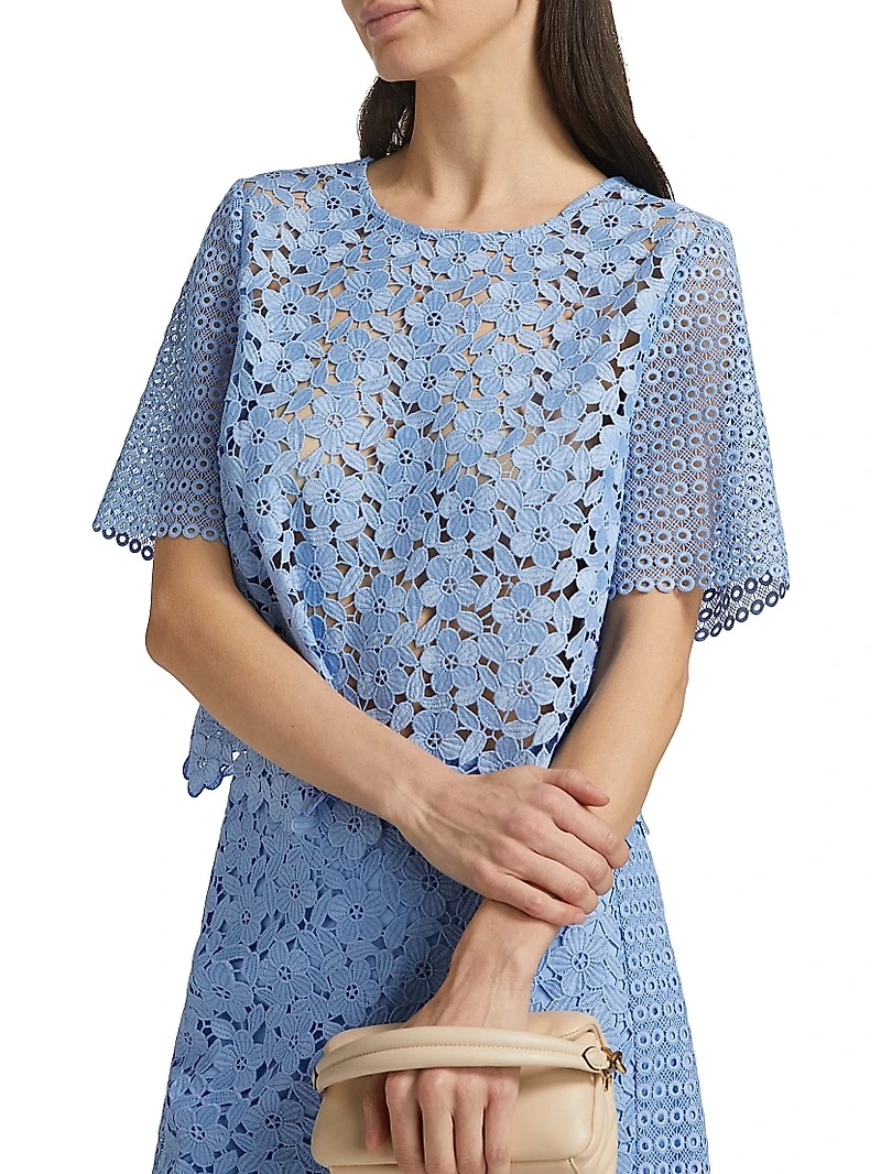 Geometric Floral Lace Top