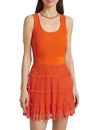 Sheer-Knit Sleeveless Flare Minidress