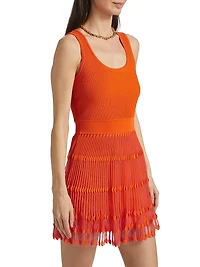 Sheer-Knit Sleeveless Flare Minidress