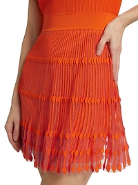 Sheer-Knit Sleeveless Flare Minidress