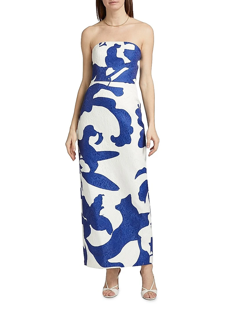 Orion Camellia Jacquard Column Gown