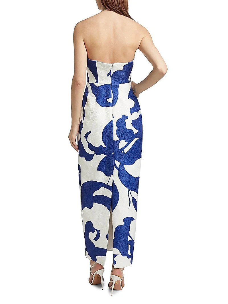 Orion Camellia Jacquard Column Gown