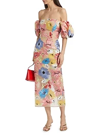 Nira Floral Off-the-Shoulder Cocktail Dress