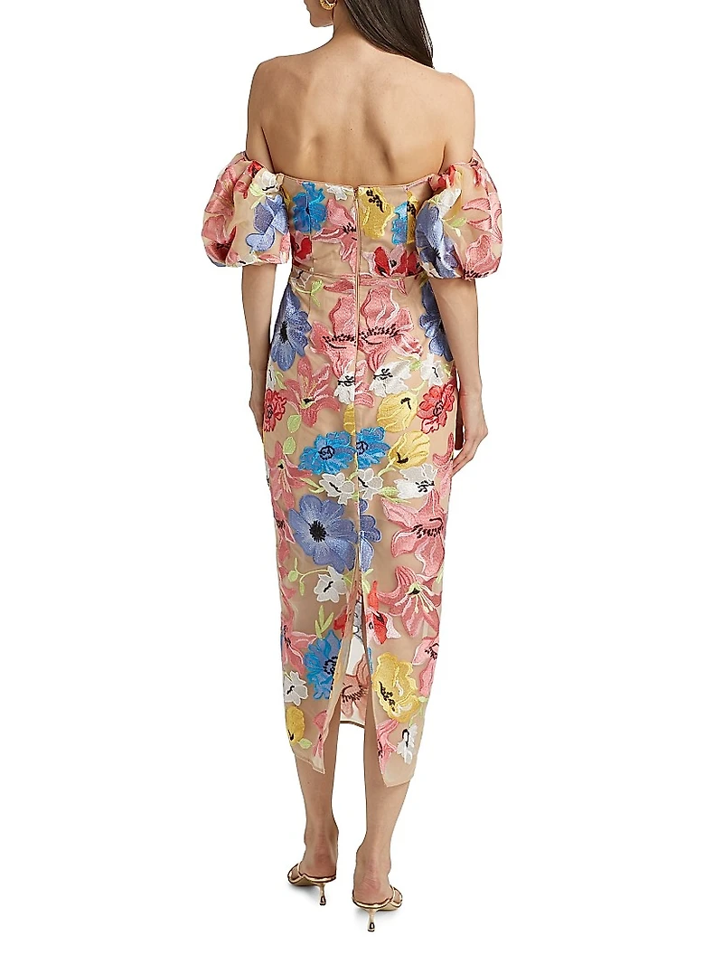 Nira Floral Off-the-Shoulder Cocktail Dress