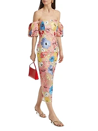 Nira Floral Off-the-Shoulder Cocktail Dress