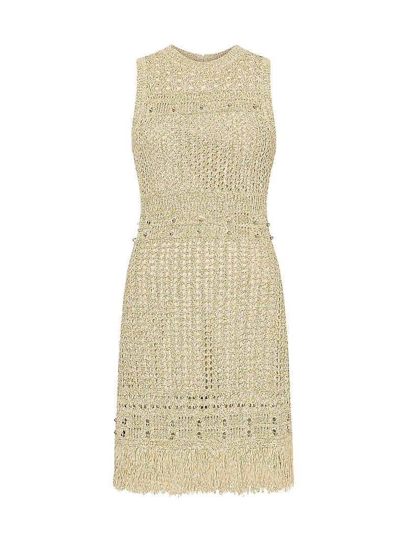 Beaded Fringe Knit Minidress
