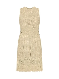 Beaded Fringe Knit Minidress