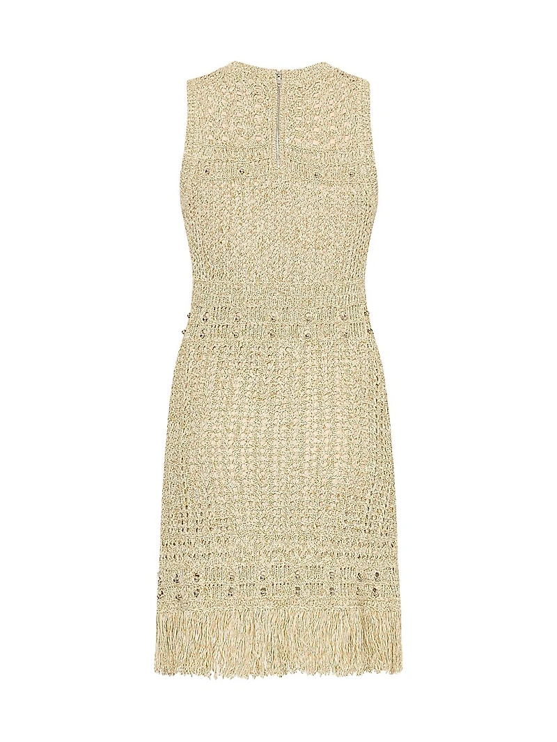 Beaded Fringe Knit Minidress