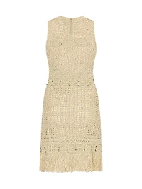 Beaded Fringe Knit Minidress
