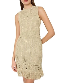 Beaded Fringe Knit Minidress