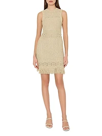 Beaded Fringe Knit Minidress