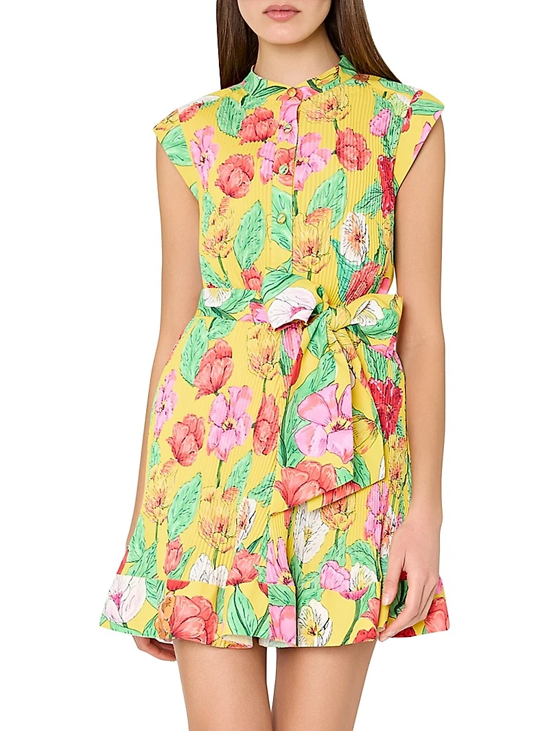 Joan Tulip Rosette Tie-Waist Minidress