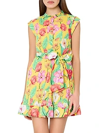 Joan Tulip Rosette Tie-Waist Minidress