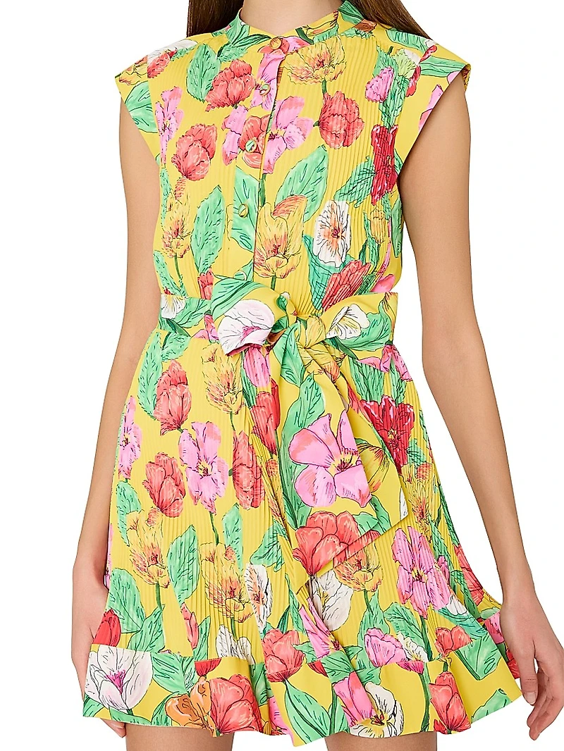 Joan Tulip Rosette Tie-Waist Minidress