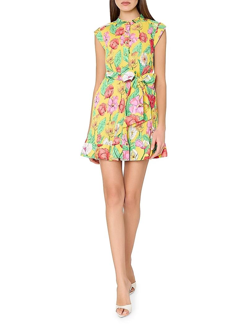 Joan Tulip Rosette Tie-Waist Minidress