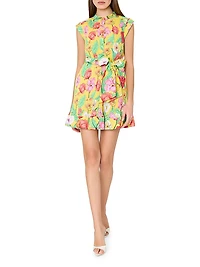 Joan Tulip Rosette Tie-Waist Minidress