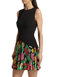 Haddy Tulip Rosette Pleated Minidress