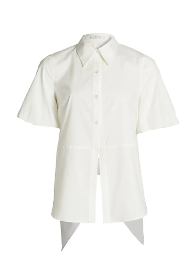 Tie-Back Cotton Poplin Button-Front Shirt