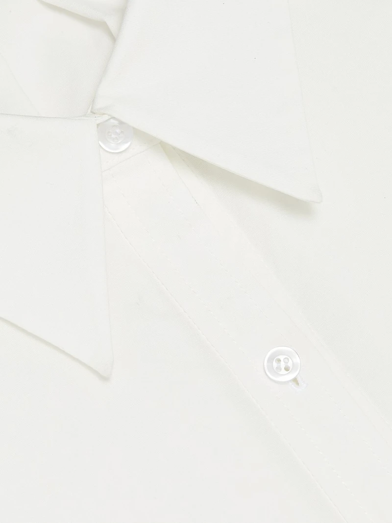 Tie-Back Cotton Poplin Button-Front Shirt