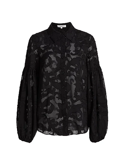 Scroll Burnout Button-Front Blouse