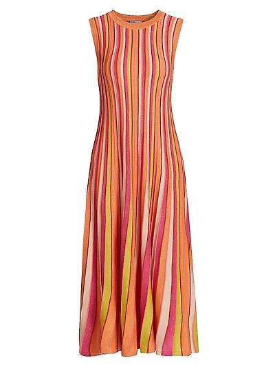 Striped Sleeveless Midi-Dress