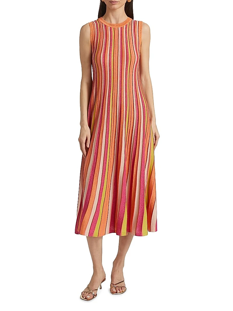 Striped Sleeveless Midi-Dress