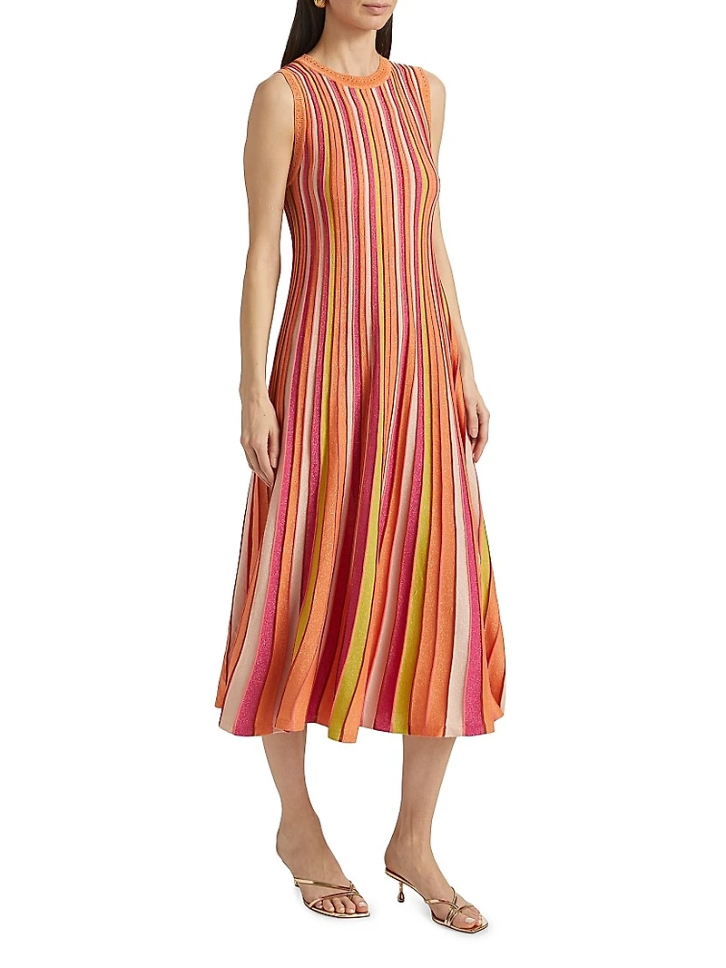 Striped Sleeveless Midi-Dress