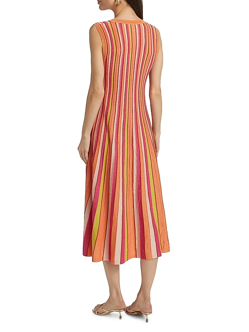 Striped Sleeveless Midi-Dress