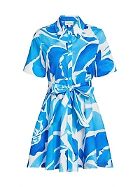 Dream Rose Cotton Poplin Mini-Shirtdress