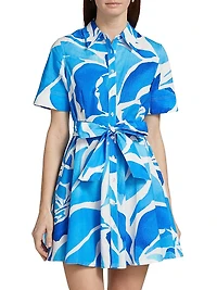 Dream Rose Cotton Poplin Mini-Shirtdress