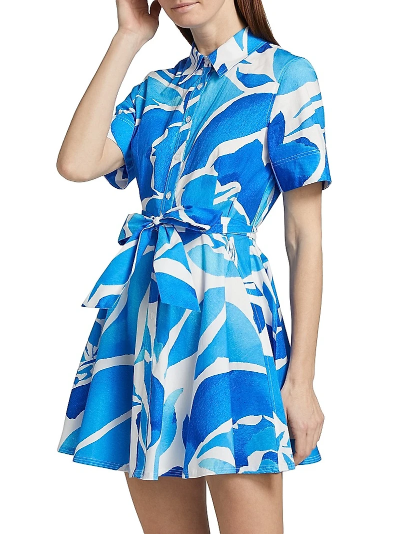 Dream Rose Cotton Poplin Mini-Shirtdress