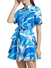 Dream Rose Cotton Poplin Mini-Shirtdress